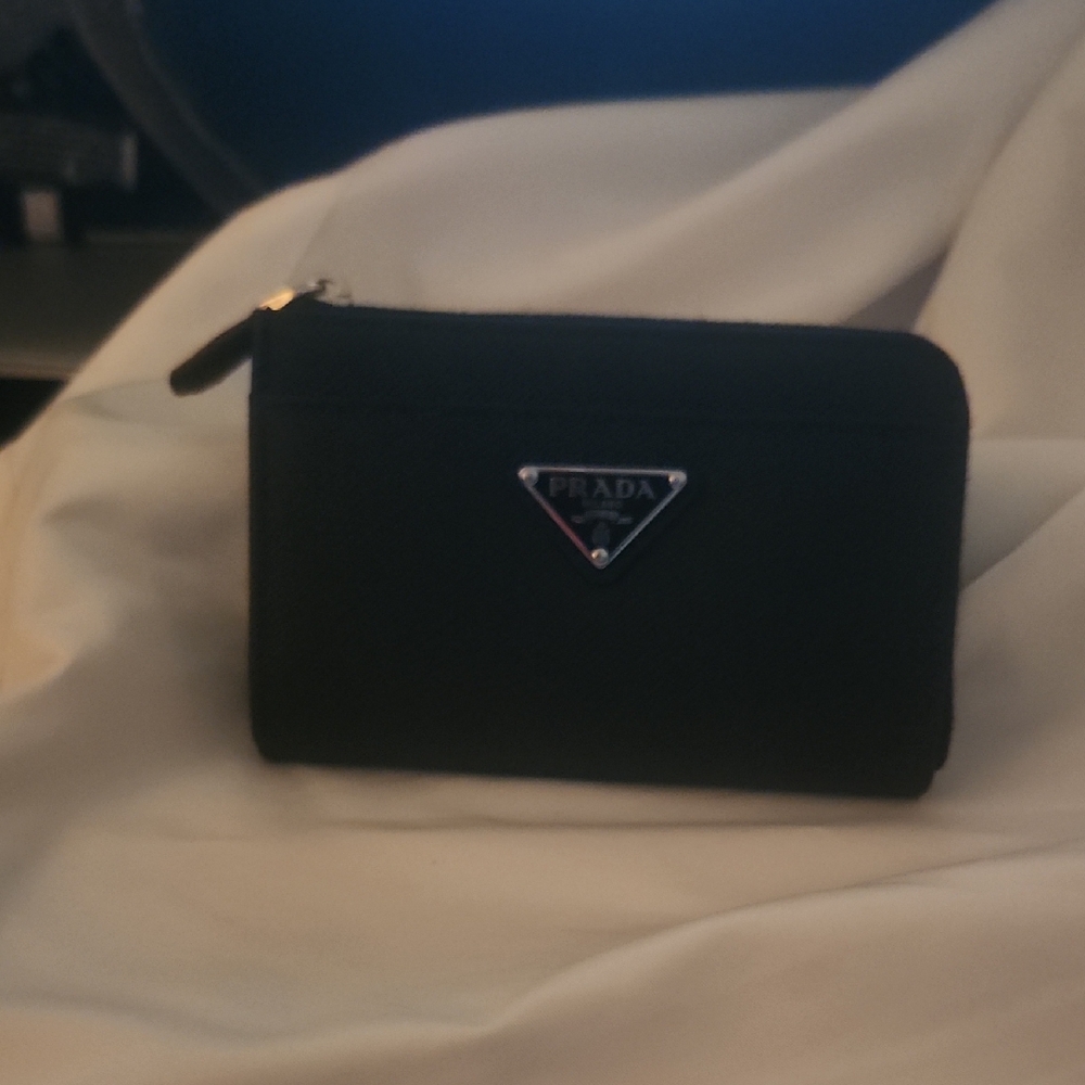 Prada Sleek Black Zip Card Holder